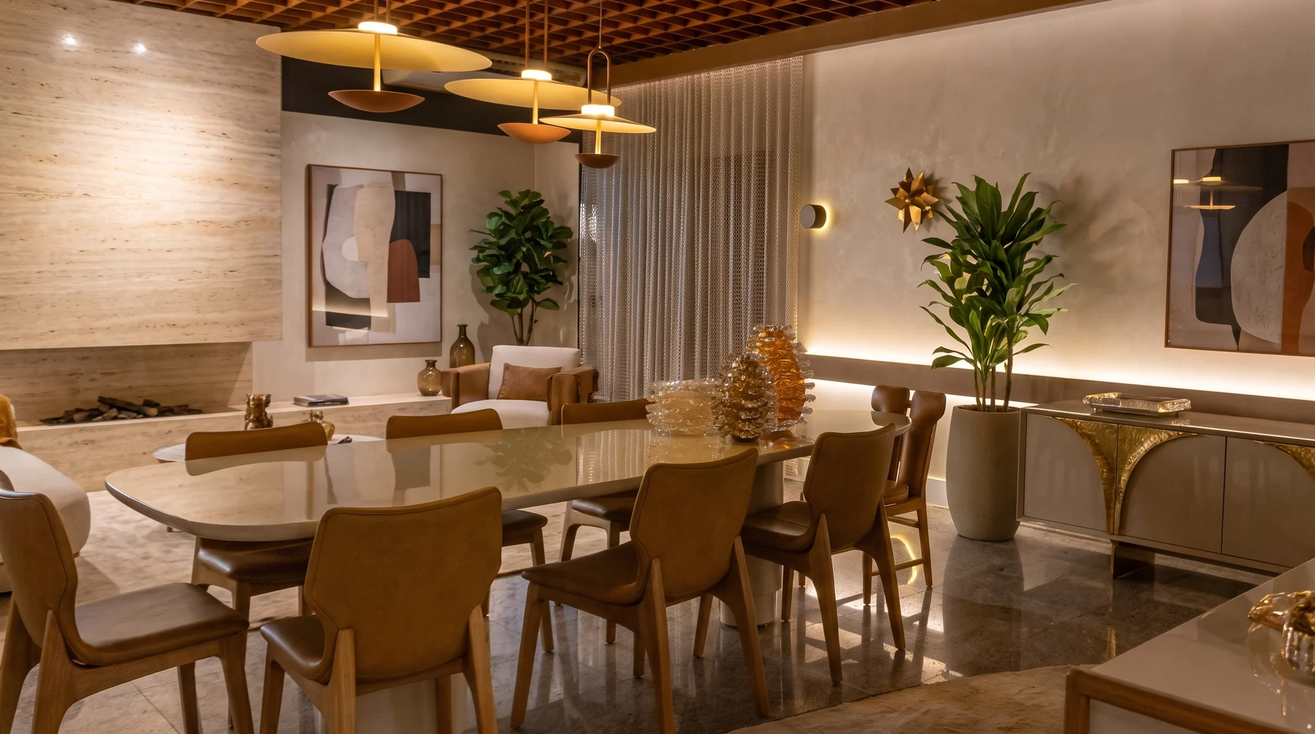 Detalhe de cortina em ambiente contemporâneo